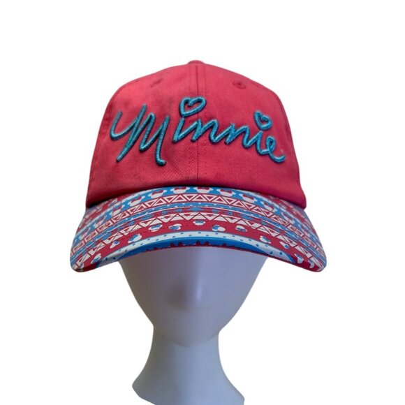 Disney Parks Minnie Mouse Youth Red Cap With Patterned Brim & Embroidered Design - Picture 1 of 7